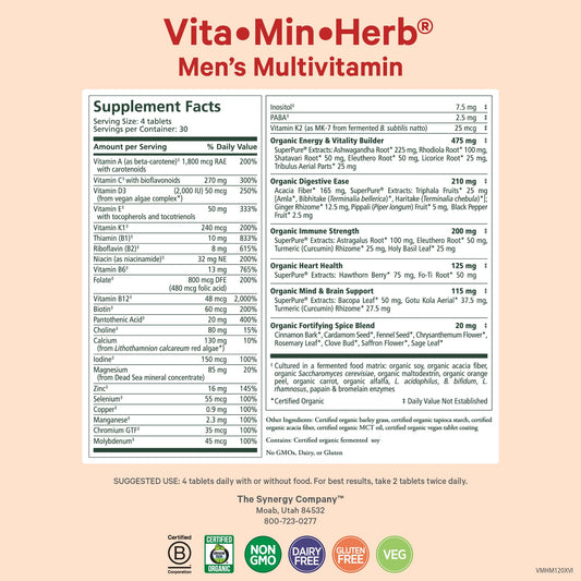 Vita-Min-Herb tablets close-up for convenient daily use.