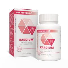 Vita Peptides Kardium heart bottle pour highlights natural peptide bioregulators for heart health