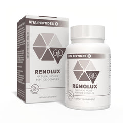 Vita Peptides Renolux bottle close-up highlighting kidney support and detox potential