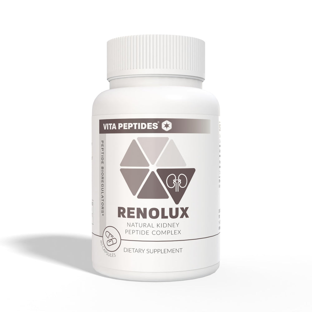 Vita Peptides Renolux dosage pack image emphasizing daily urinary wellness support