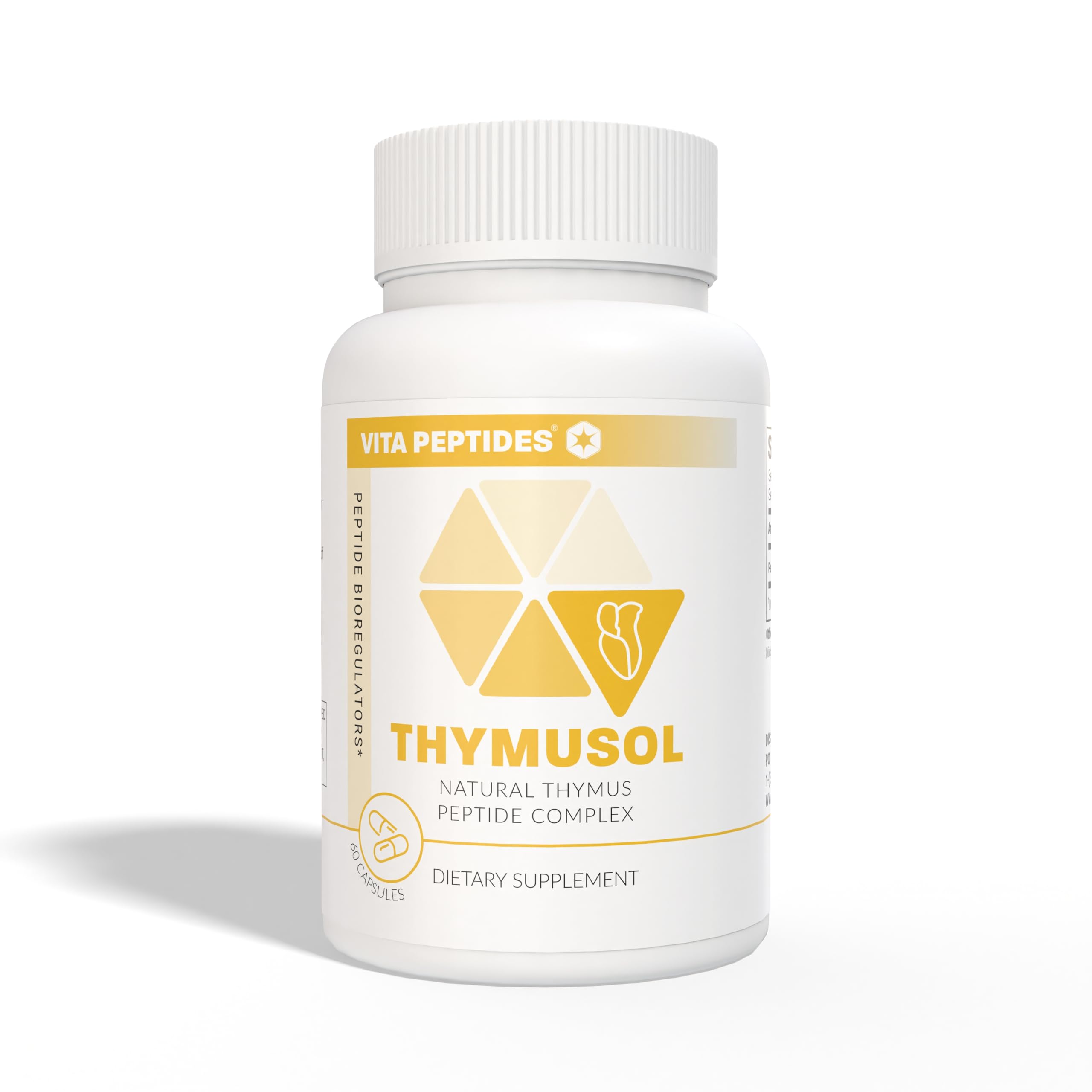 Vita Peptides Thymusol capsules close-up highlighting the peptide formula for daily use