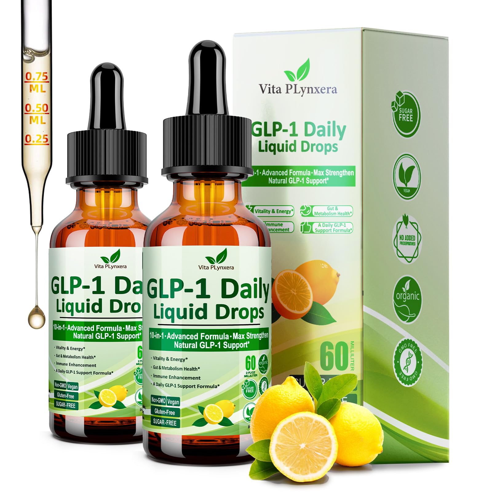 Vita PLynxera metabolic drops bottle for daily metabolic support on the go.