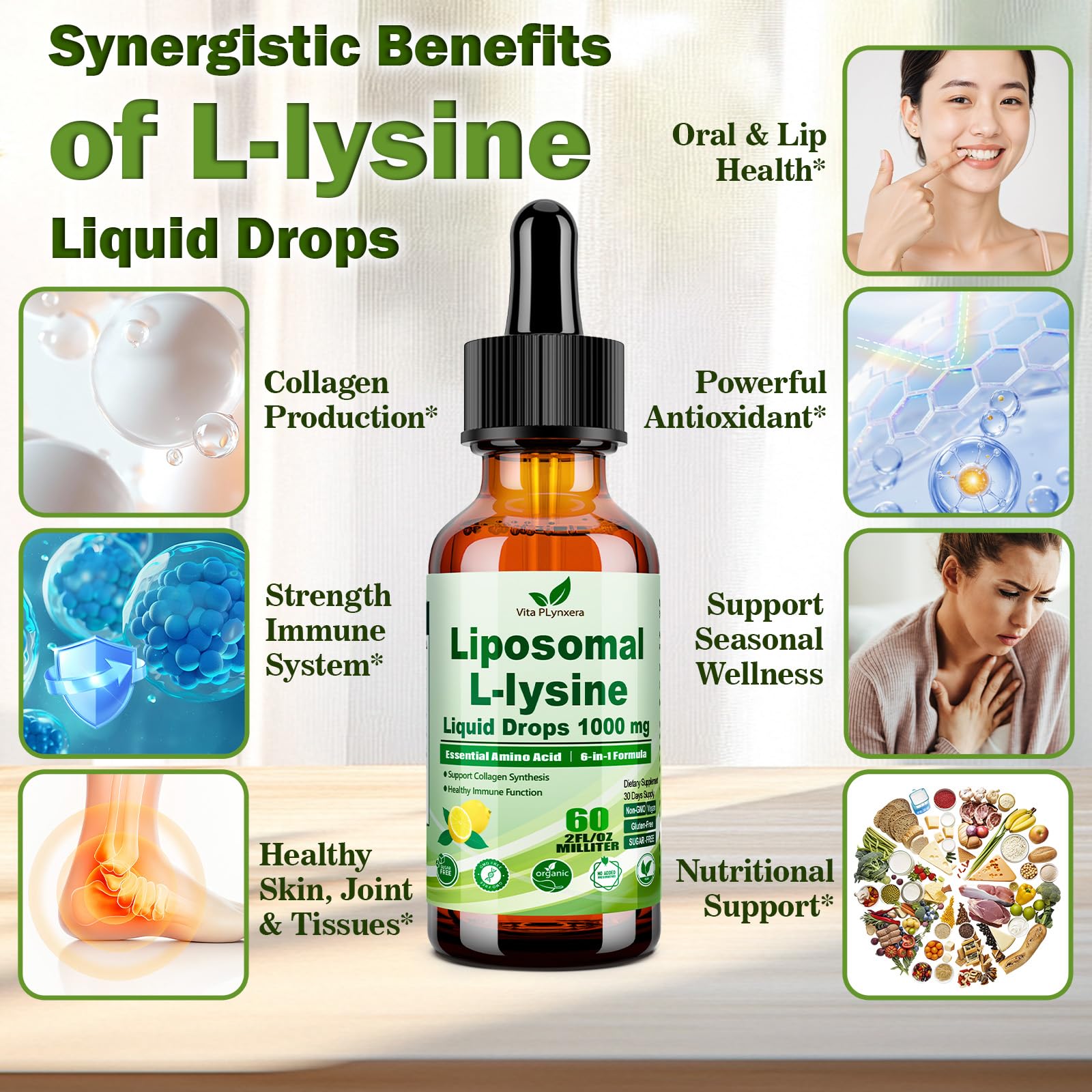 Vita PLynxera monolaurin and olive leaf ingredients highlight immune and connective tissue support
