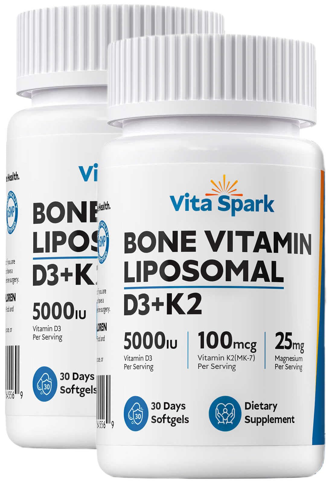 Vita Spark liposomal D3 K2 bottle promotes convenient daily bone and heart support.
