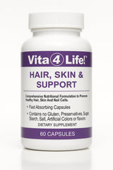 Vita4Life Biotin MSM bottle front showing capsules for daily use.