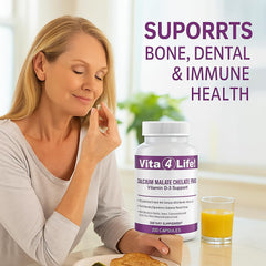 Vita4Life bottle and label showcase clean-label, allergen-free calcium and vitamin D3