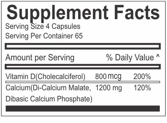 Vita4Life calcium-malate-d3 capsules closeup highlights fast-dissolve capsules for quicker absorption