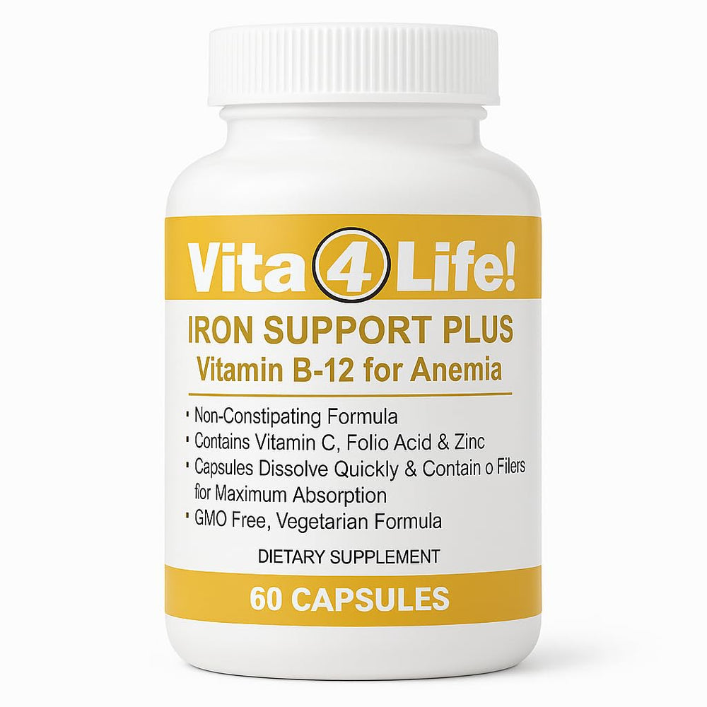 Vita4Life Iron Support Plus bottle front for daily use and energy support