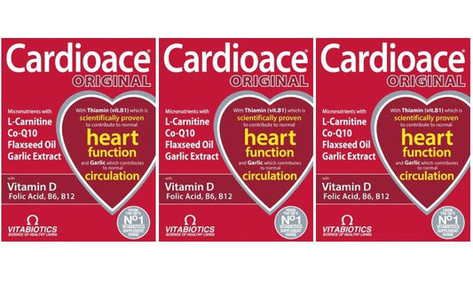 Vitabiotics Cardioace bottle highlights heart function support for daily wellness