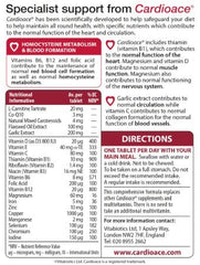 Cardioace tablets show garlic and flaxseed for circulatory support