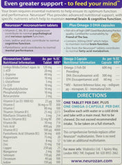 Neurozan Plus dual-pack opened, capsules and omega-3 softgels ready for daily use.