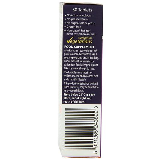 Vitabiotics Neurozan twin-pack image showing two 30-tablet bottles for daily supplementation.