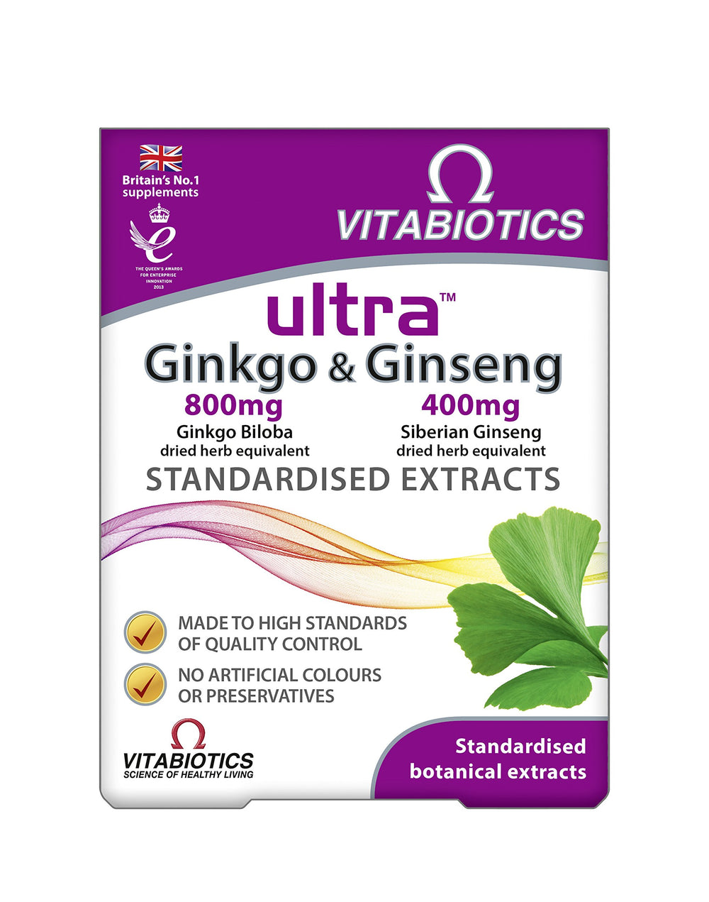 Vitabiotics Ultra Ginkgo Ginseng pack view for convenient daily use.