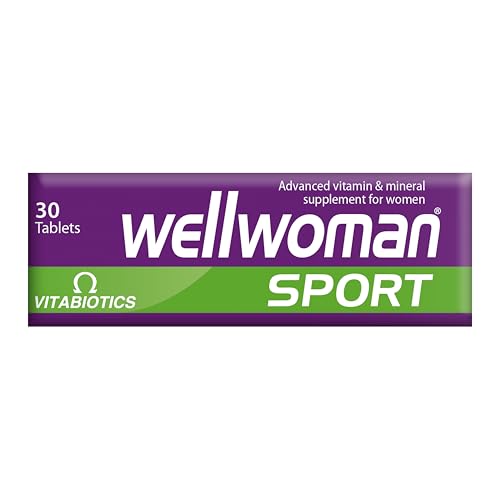 Vitabiotics Wellwoman Sport leaflet display outlines easy daily supplementation routine.
