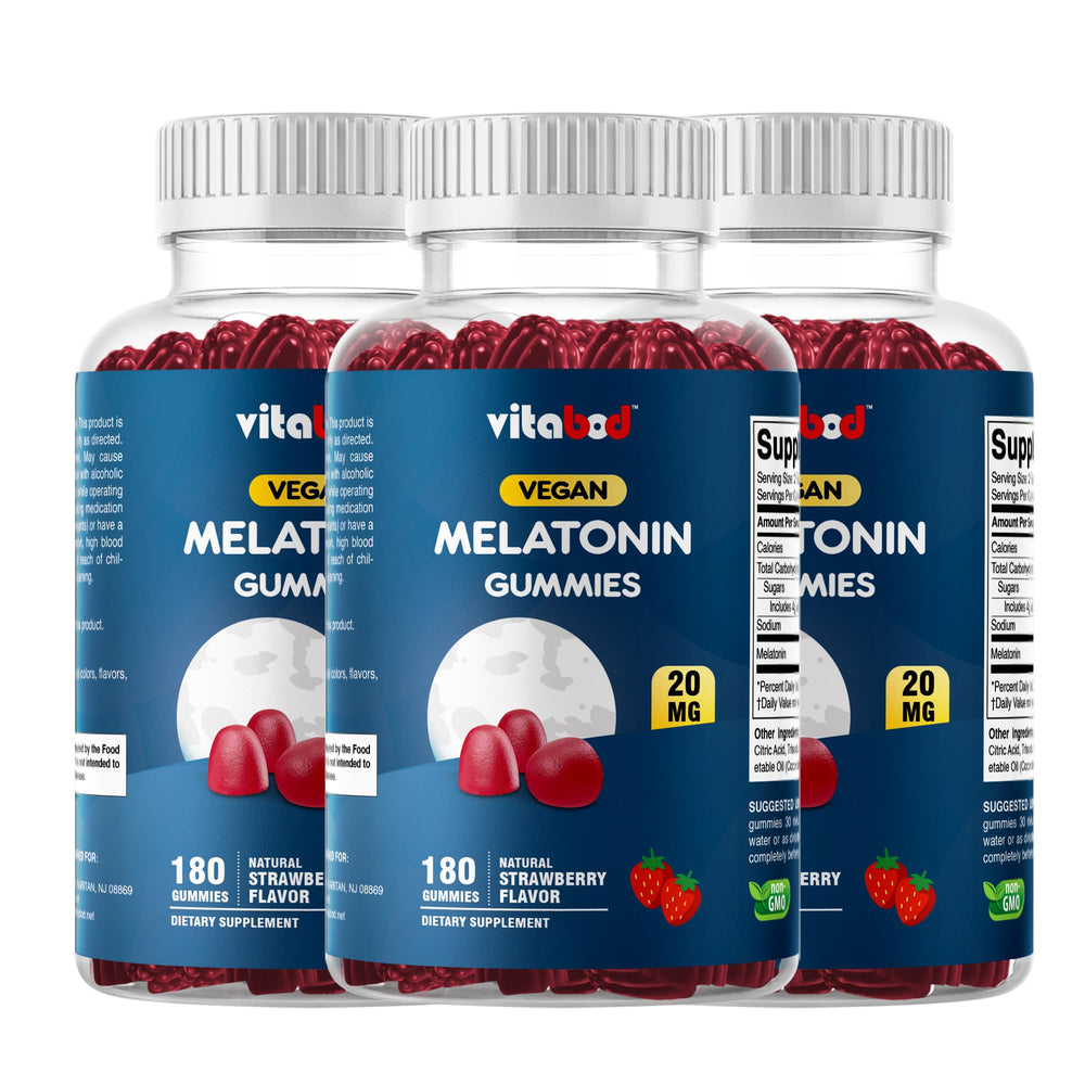 Vitabod Melatonin 20mg gummies strawberry bottle for peaceful nights