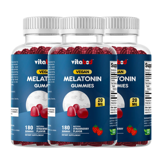 Vitabod Melatonin 20mg gummies strawberry bottle for peaceful nights