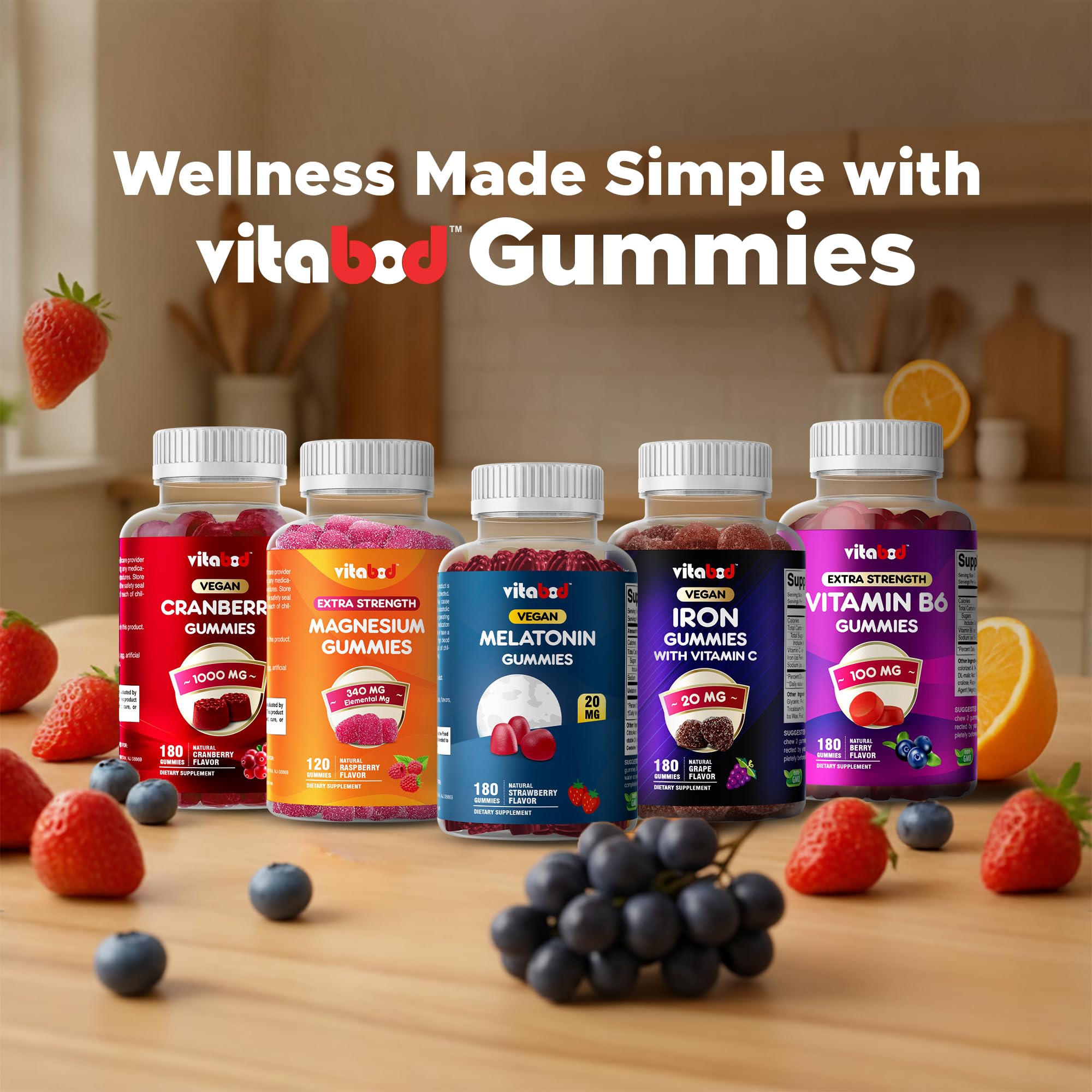 Vitabod Melatonin Gummies vegetarian badge conveys a plant-based option