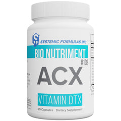 VitaBoost Systemic ACX bottle label showing bioavailable nutrients and detox support.