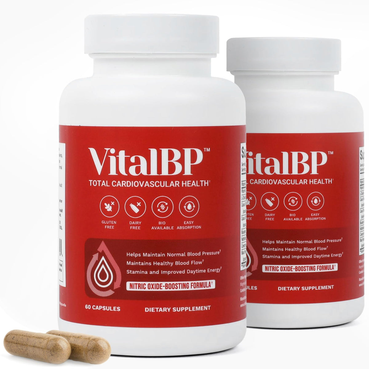 VitalBP bottle pour demonstrates easy daily use for circulation support.