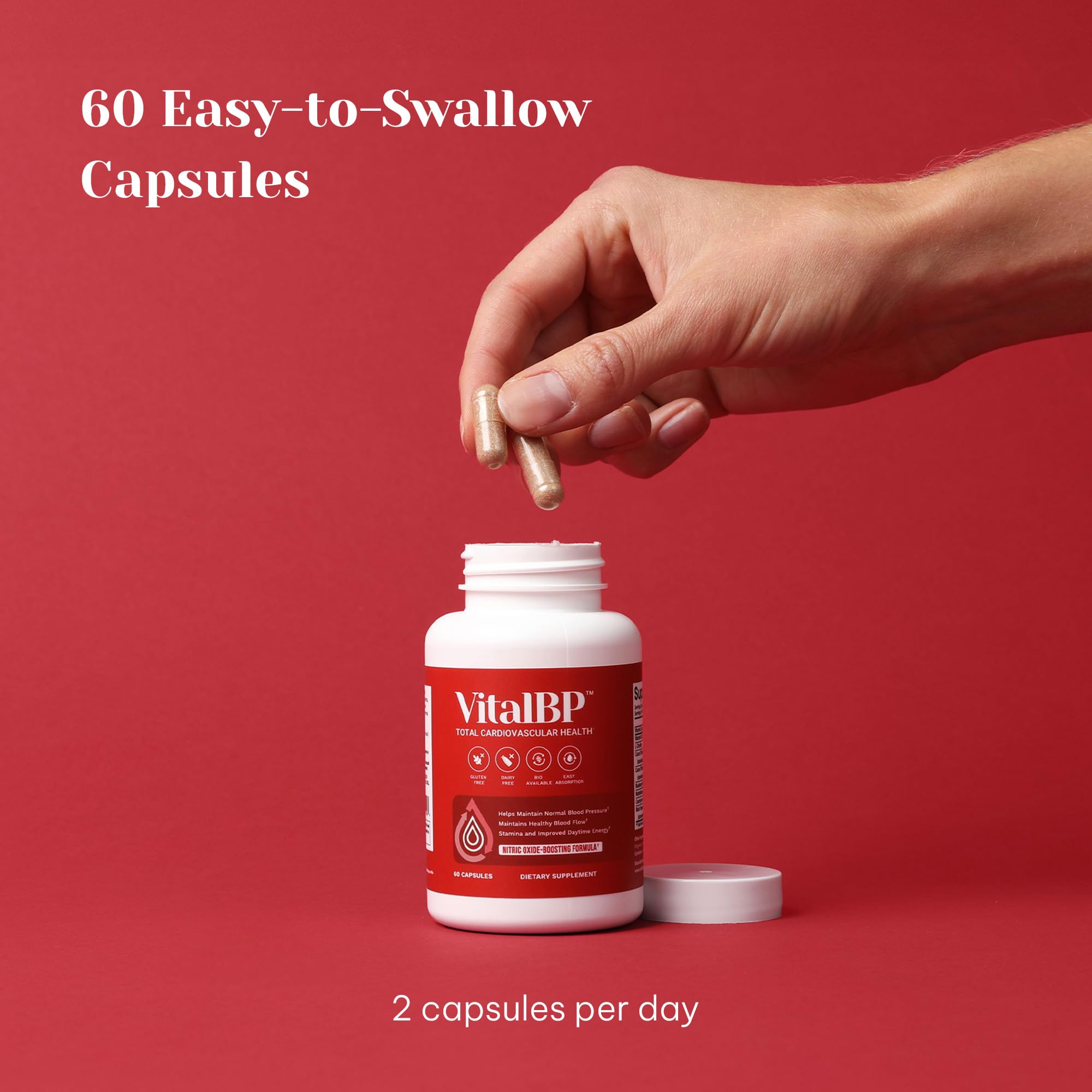VitalBP daily usage image suggests routine intake for energy and resilience.