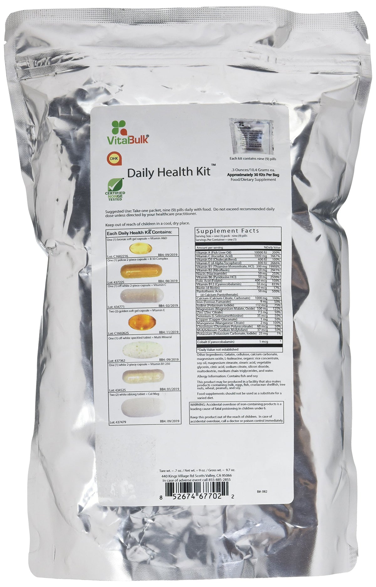 VitalBulk Daily Health Kit box showing convenient all-in-one daily multivitamin packaging