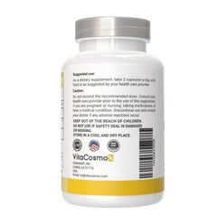 VitaCosmoX packaging with GMP/NSF symbols signaling quality.