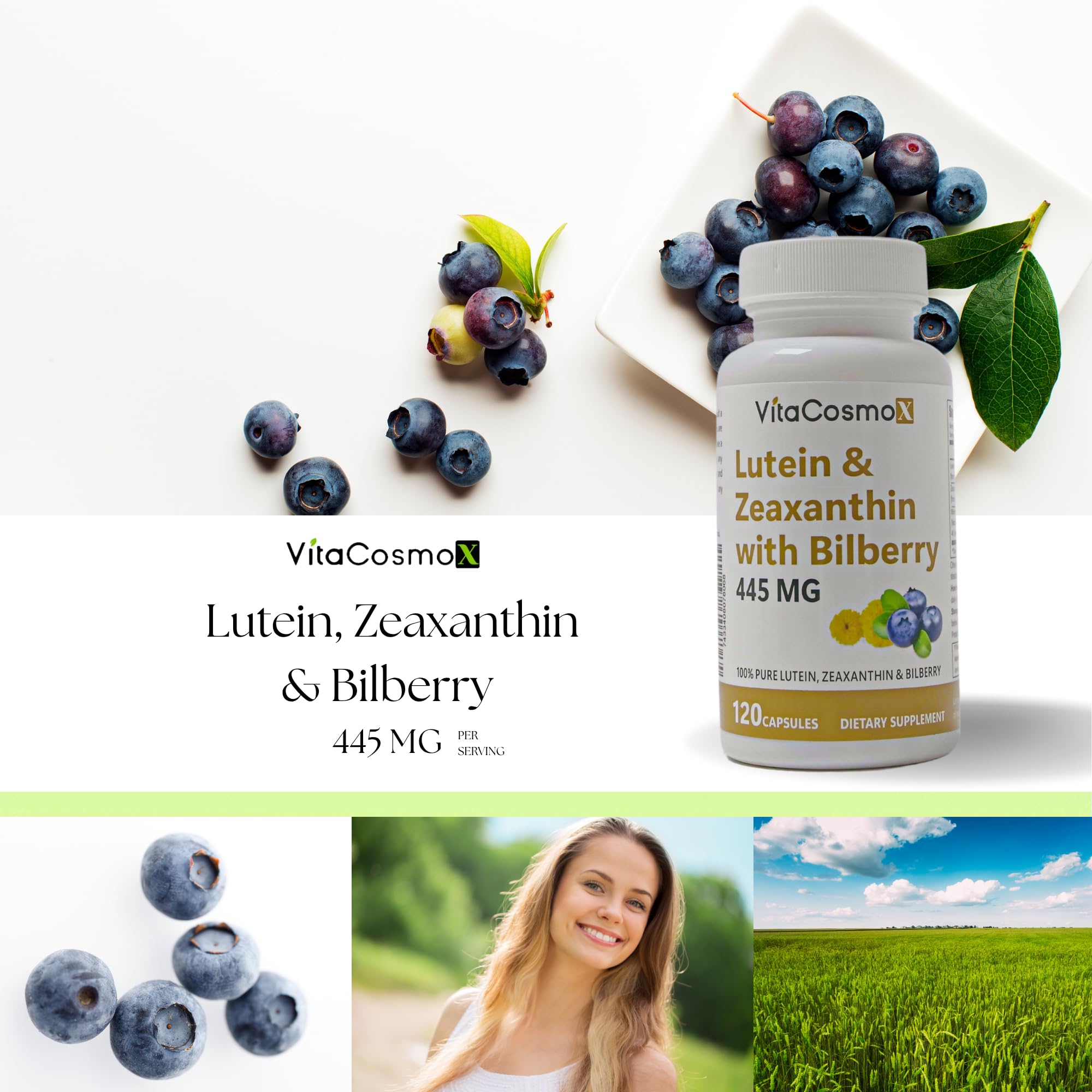 VitaCosmoX label closeup highlighting clean ingredients and non-GMO formula.