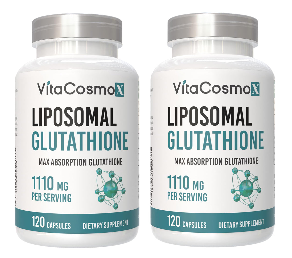 VitaCosmoX liposomal glutathione bottle close-up for premium daily wellness support.