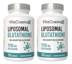 VitaCosmoX liposomal glutathione bottle close-up for premium daily wellness support.
