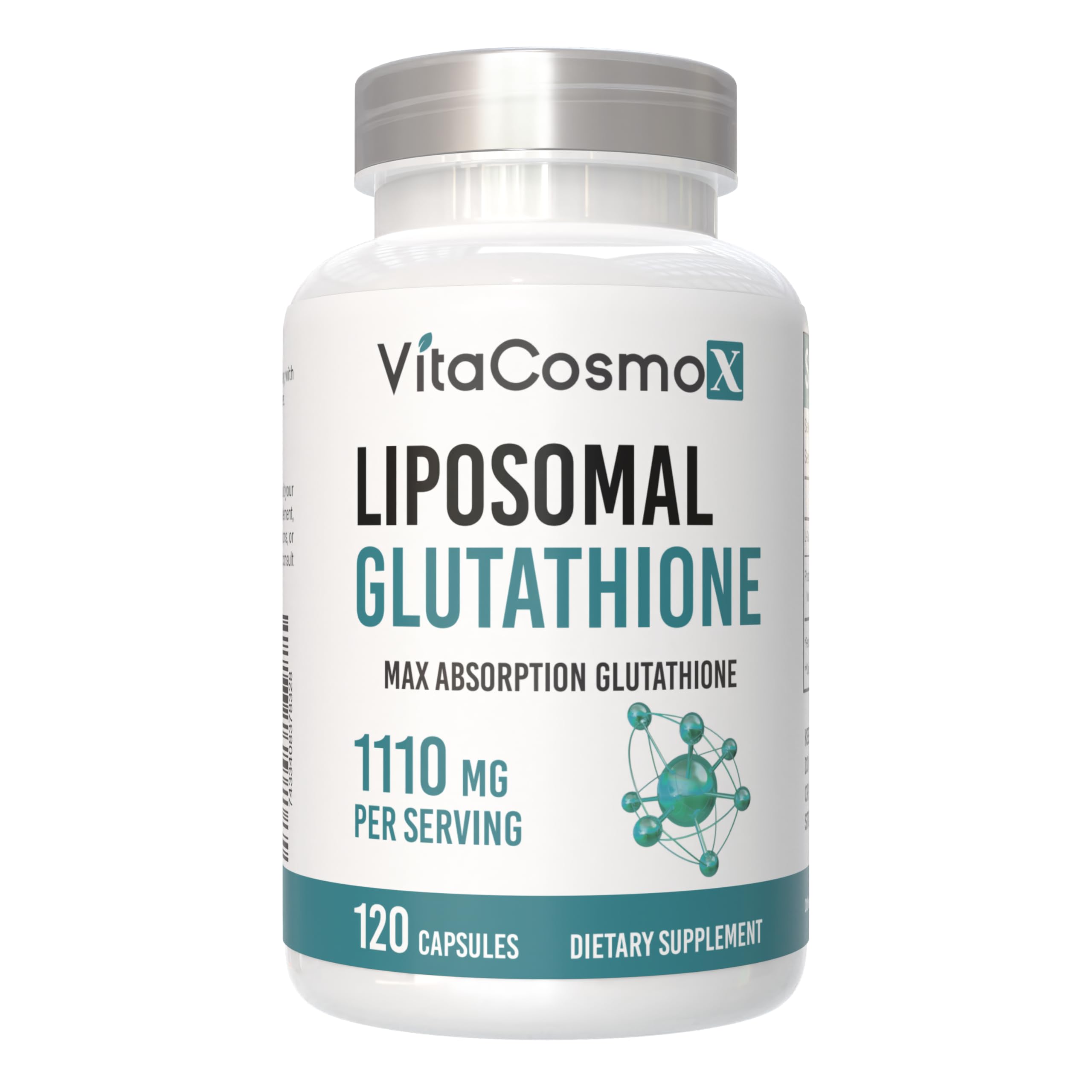 VitaCosmoX liposomal glutathione bottle pour captures easy intake.