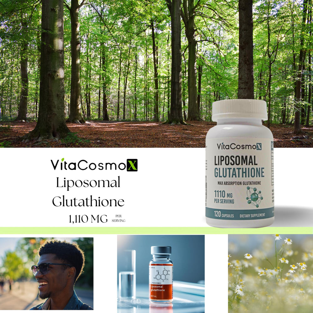 VitaCosmoX glutathione capsules close-up highlighting two-capsule serving.