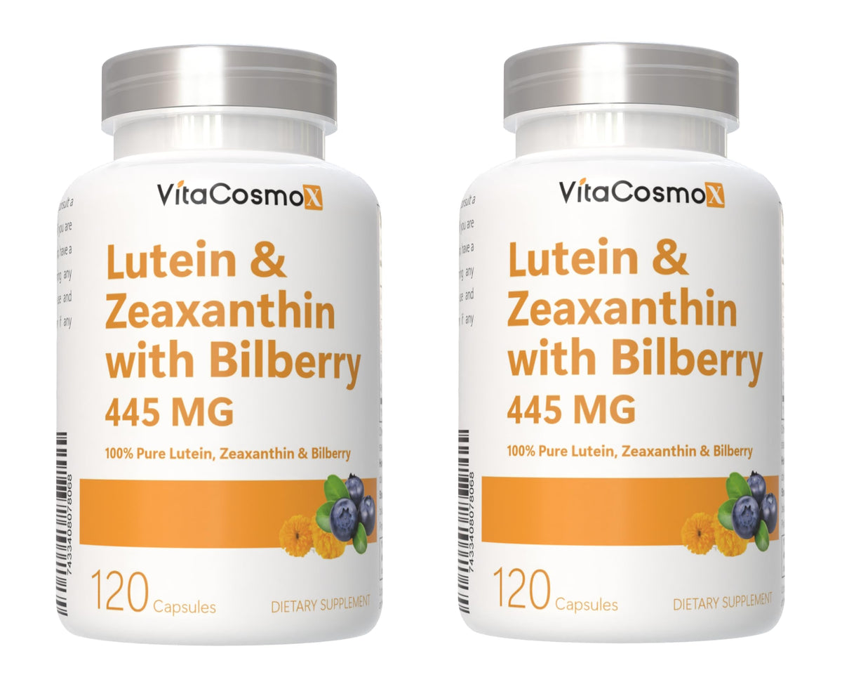 VitaCosmoX lutein-zeaxanthin bottle front for daily eye-support.