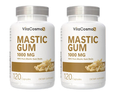 VitaCosmoX Mastic Gum Capsules bottle front for easy daily vegetarian supplement