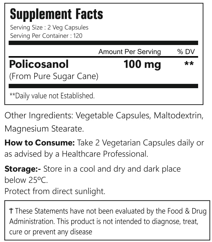 VitaCosmoX policosanol sugar cane extract gluten free non GMO claim