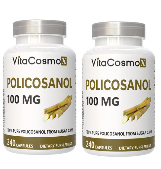 VitaCosmoX policosanol sugar cane extract bottle signaling a premium daily formula