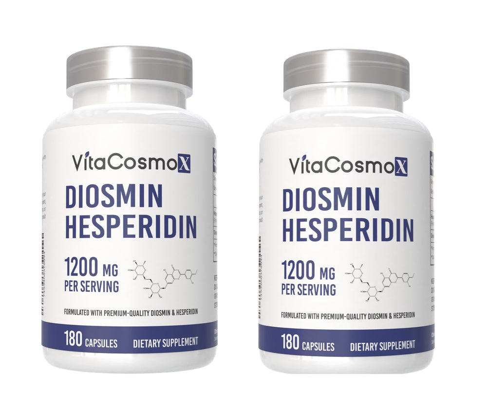 VitaCosmoX Diosmin 1200mg bottle close-up for daily use in a wellness routine.