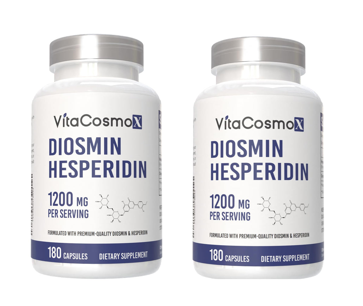 VitaCosmoX Diosmin 1200mg bottle close-up for daily use in a wellness routine.