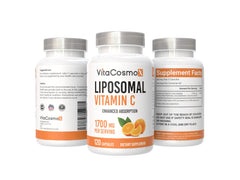VitaCosmoX Liposomal Vitamin C capsules close-up, plant-based formulation