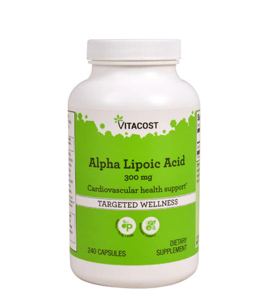 Vitacost Alpha Lipoic Acid 300 mg bottle ready for daily antioxidant support.
