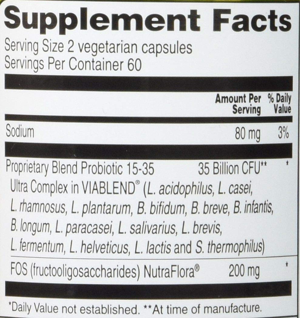 Vitacost Probiotic 15-35 capsules close-up for easy daily support.