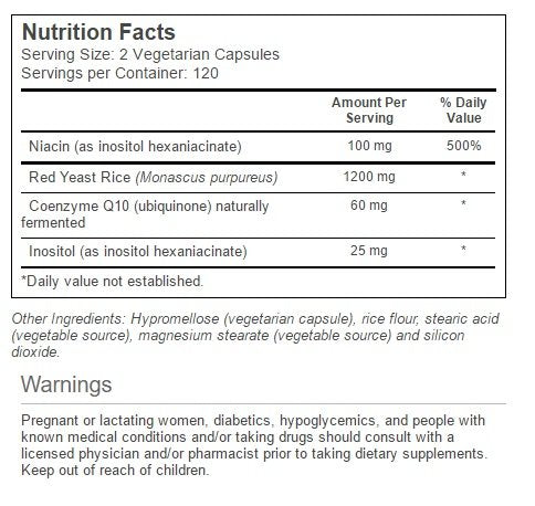 Vitacost Red Yeast Rice & CoQ10 capsules close-up for convenient daily use.