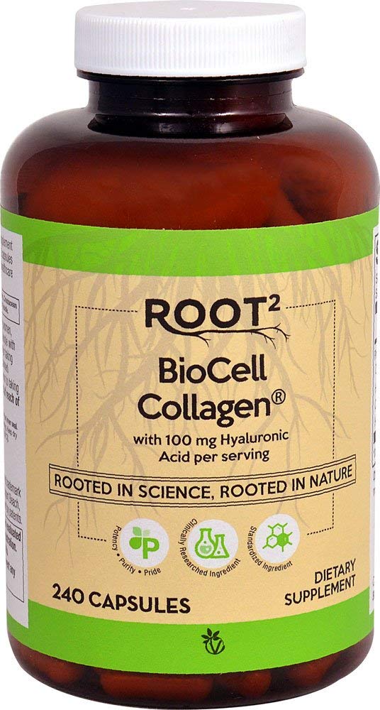 Vitacost ROOT2 bottle for daily joint and skin support.