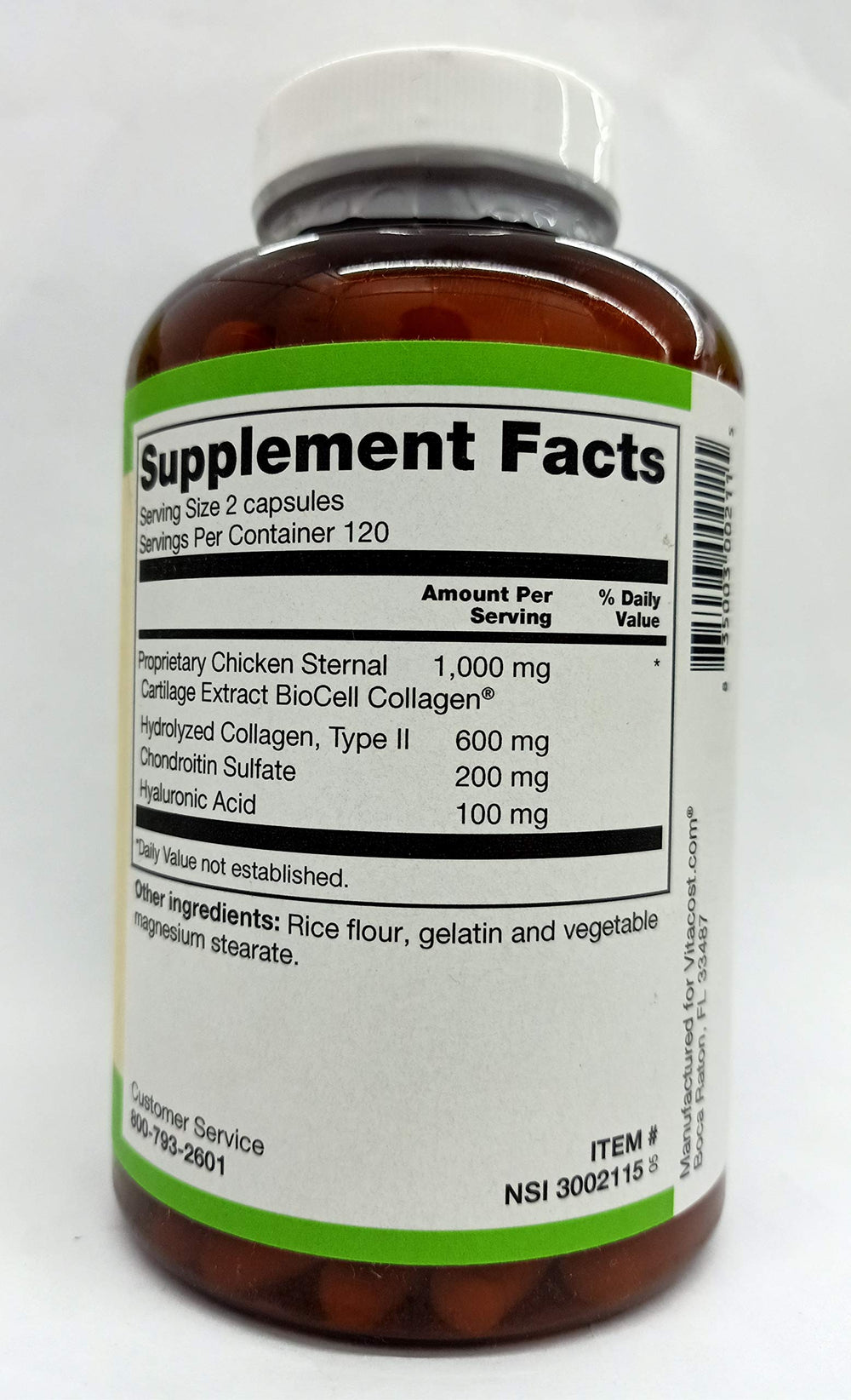 Vitacost ROOT2 capsules close-up highlighting HA and collagen for joint comfort.