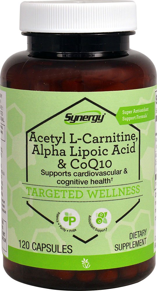 Vitacost Synergy bottle showing CoQ10 and antioxidants for heart and brain support