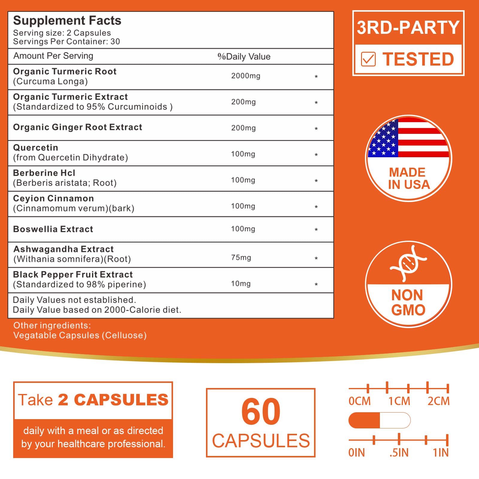 VITACRLLYNMN turmeric with black pepper extract for boosted bioavailability.