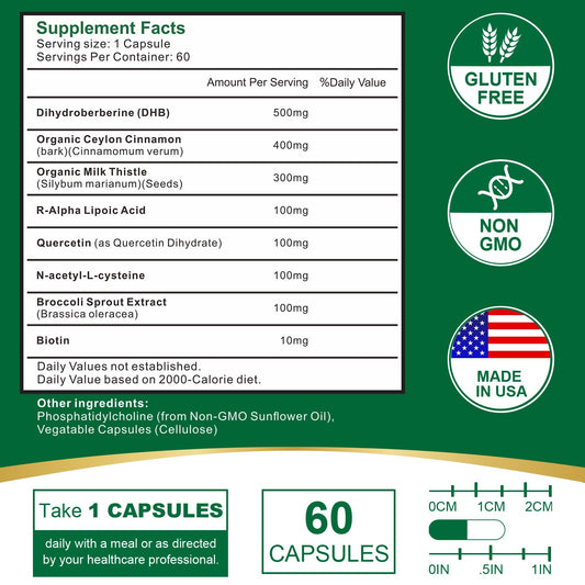 VITACRLLYNMN dihydroberberine capsules packshot highlighting 180 capsules for daily use.