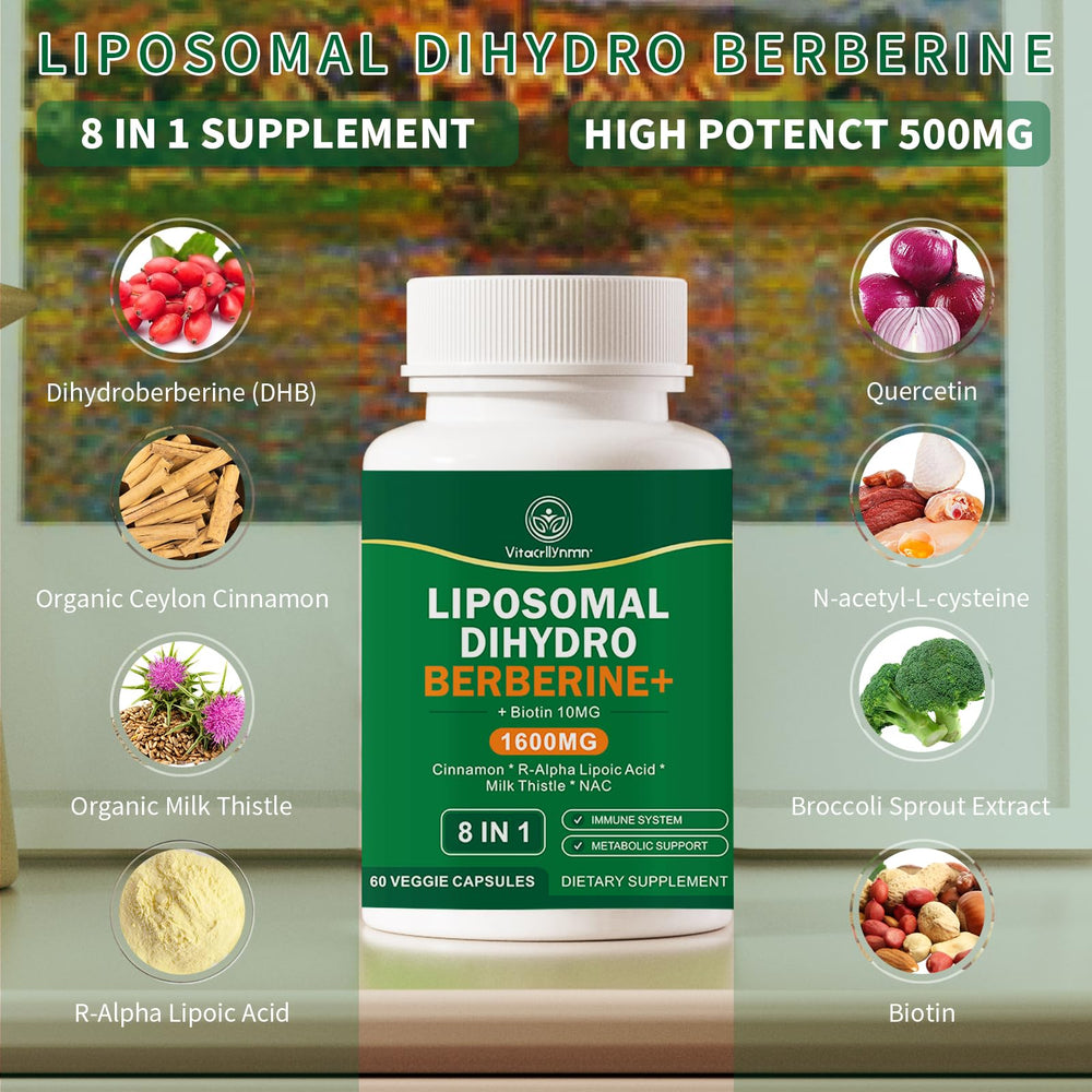 VITACRLLYNMN dihydroberberine ingredient panel displaying safe natural components.