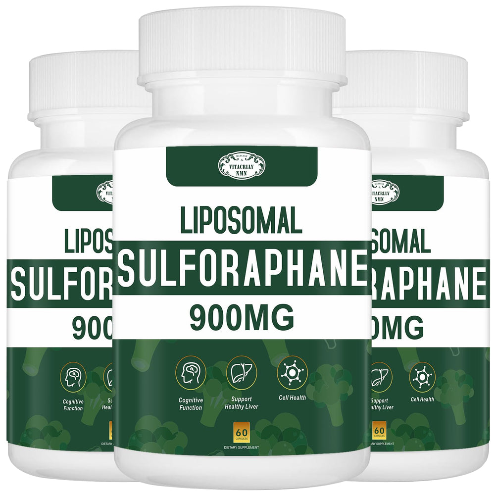 VITACRLLYNMN liposomal sulforaphane 900mg bottle on a clean label for strong antioxidant support