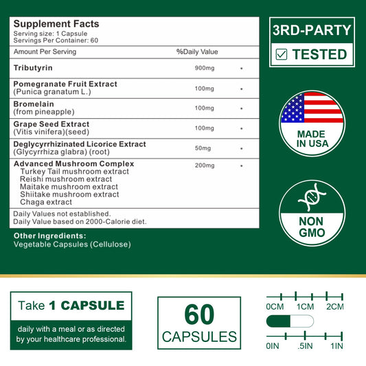 VITACRLLYNMN Tributyrin capsules pour demonstrating convenient daily supplementation.