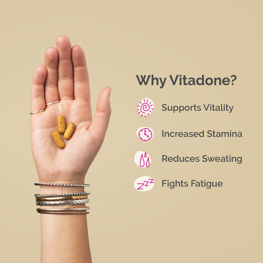 Close-up of Vitadone tablets for easy daily intake
